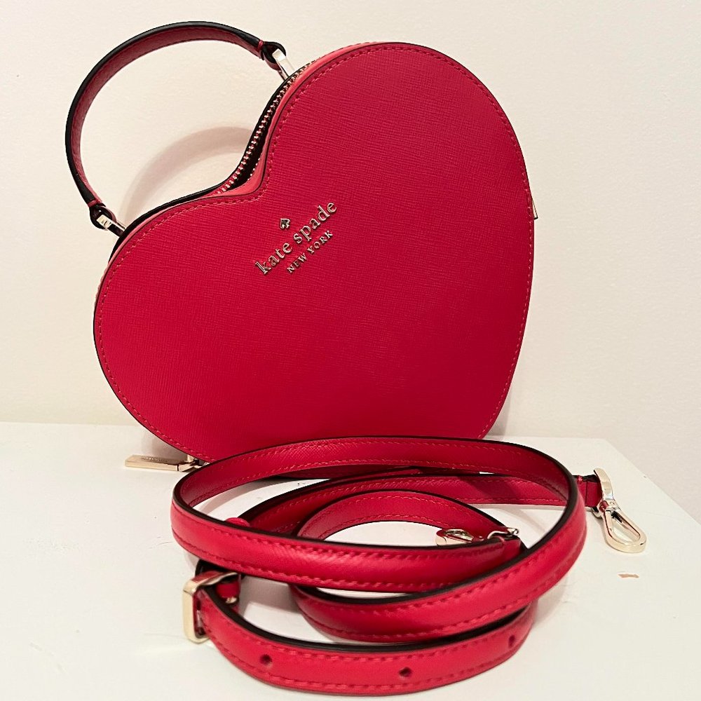 Kate Spade Love Shack Heart Crossbody Saffiano Leather Candied Cherry